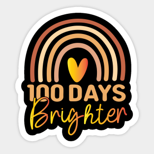 100 Days Brighter 100th Day of School Teachers kids Rainbow Sticker